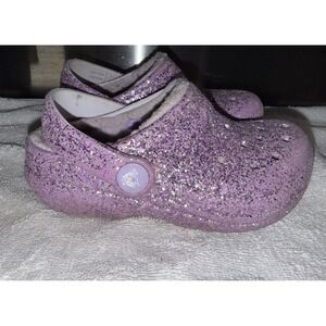 Crocs Purple Glitter Lined Toddler Girls Size C9